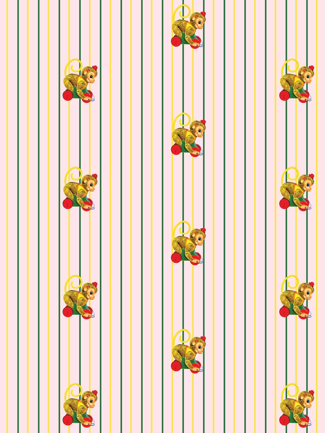'Chatter Monkey Stripes' Wallpaper by Fisher-Price™ - Pink