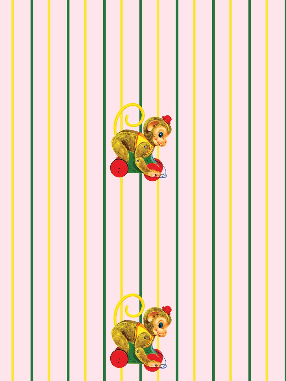 chatter-monkey-stripes-wallpaper-by-fisher-price-pink