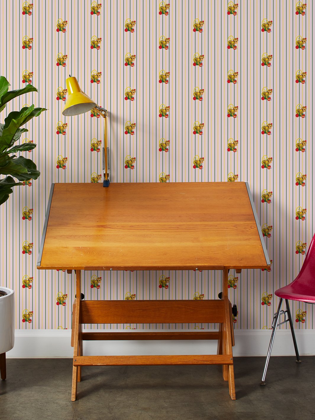 chatter-monkey-stripes-wallpaper-by-fisher-price-pink