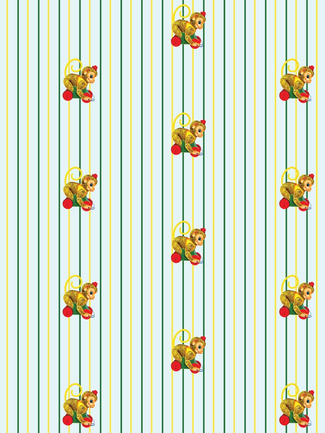 'Chatter Monkey Stripes' Wallpaper by Fisher-Price™ - Sky