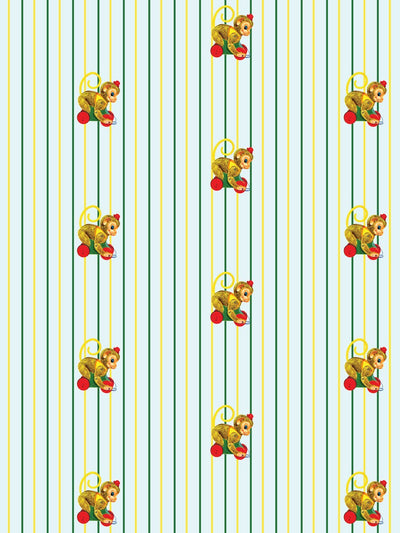 'Chatter Monkey Stripes' Wallpaper by Fisher-Price™ - Sky