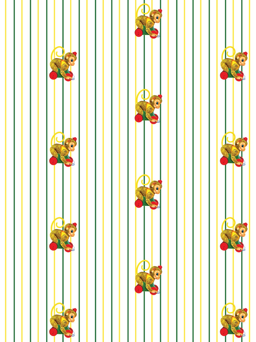 'Chatter Monkey Stripes' Wallpaper by Fisher-Price™ - White