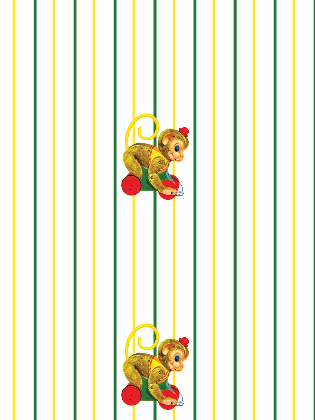 'Chatter Monkey Stripes' Wallpaper by Fisher-Price™ - White
