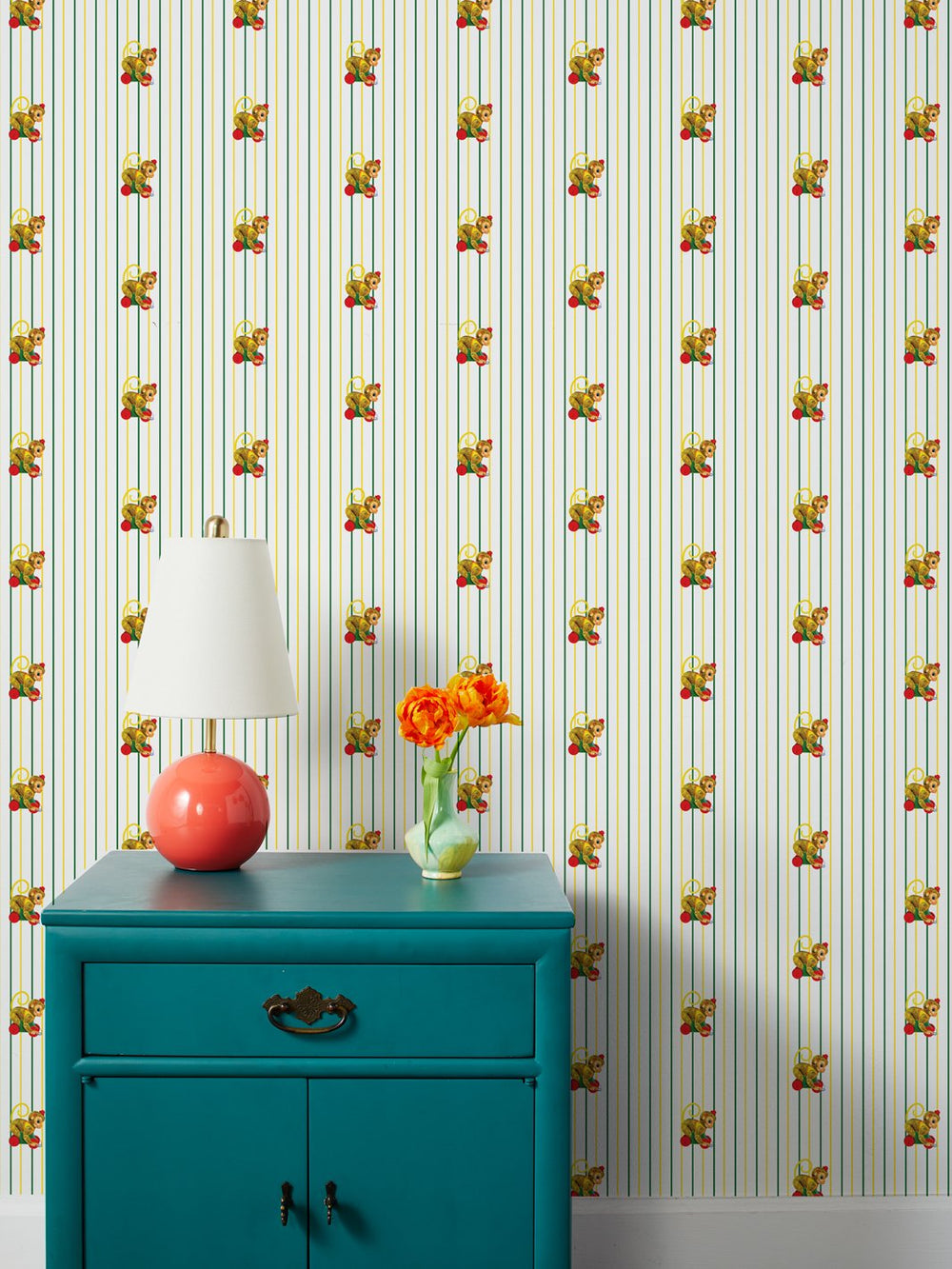 chatter-monkey-stripes-wallpaper-by-fisher-price-white