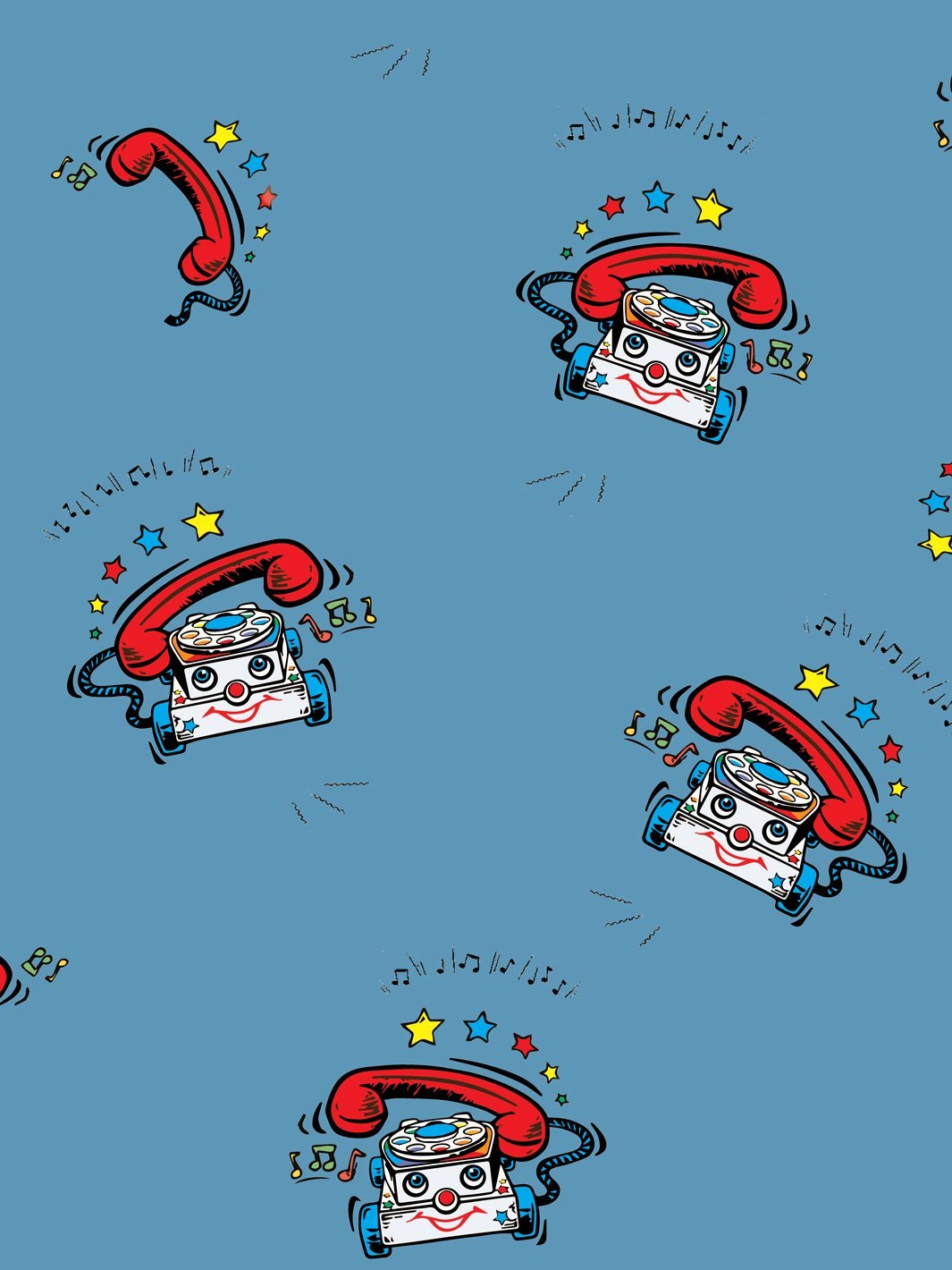 'Chatter Telephone' Wallpaper by Fisher-Price™ - Cadet Blue