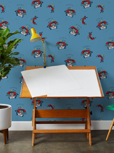 'Chatter Telephone' Wallpaper by Fisher-Price™ - Cadet Blue