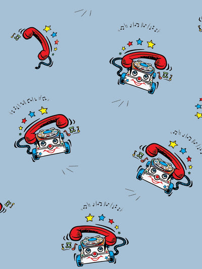 'Chatter Telephone' Wallpaper by Fisher-Price™ - Denim