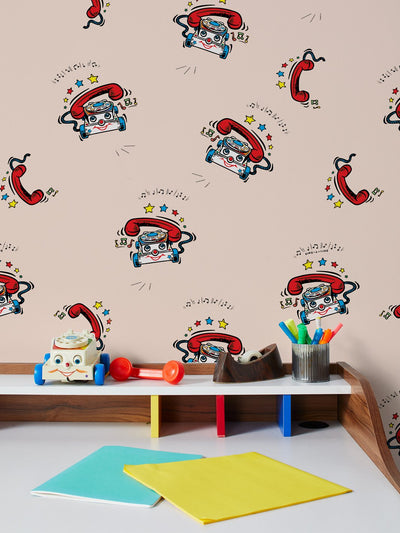 'Chatter Telephone' Wallpaper by Fisher-Price™ - Peach