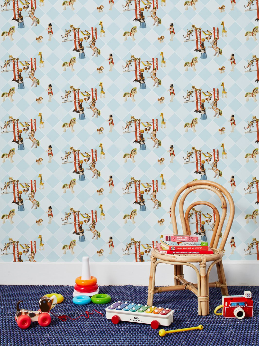 'Circus Toile' Wallpaper by Fisher-Price™ - Blue