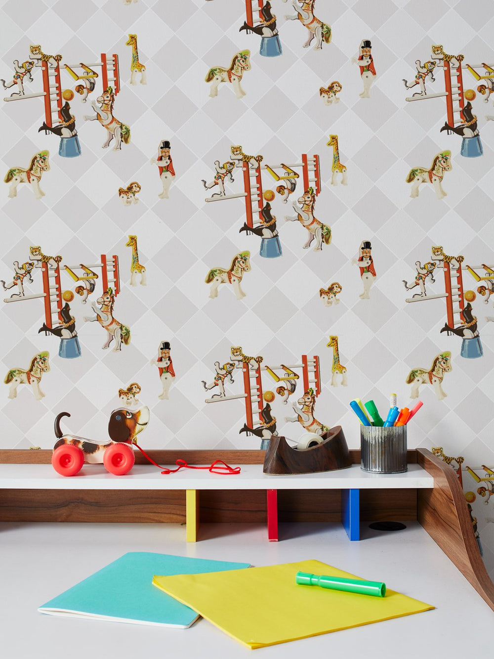 circus-toile-wallpaper-by-fisher-price-gray