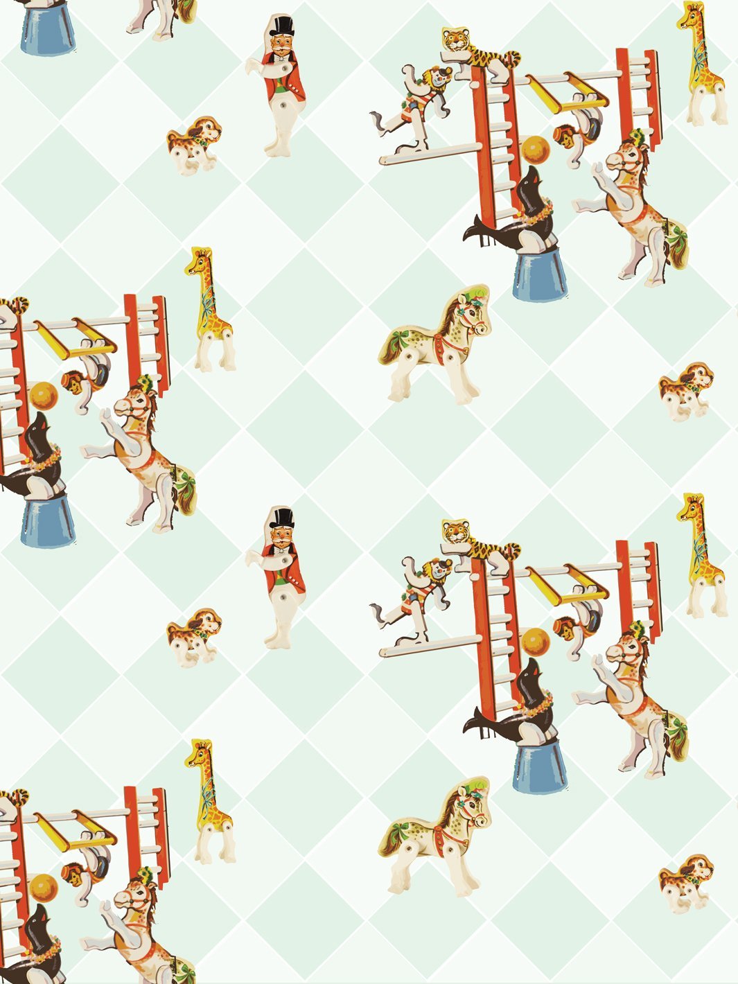 circus toile wallpaper by fisher price mint
