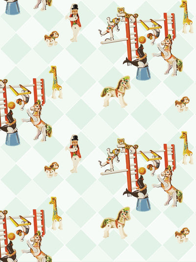 circus toile wallpaper by fisher price mint