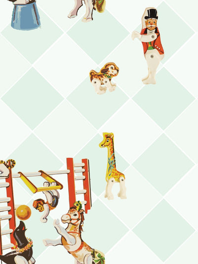 circus toile wallpaper by fisher price mint