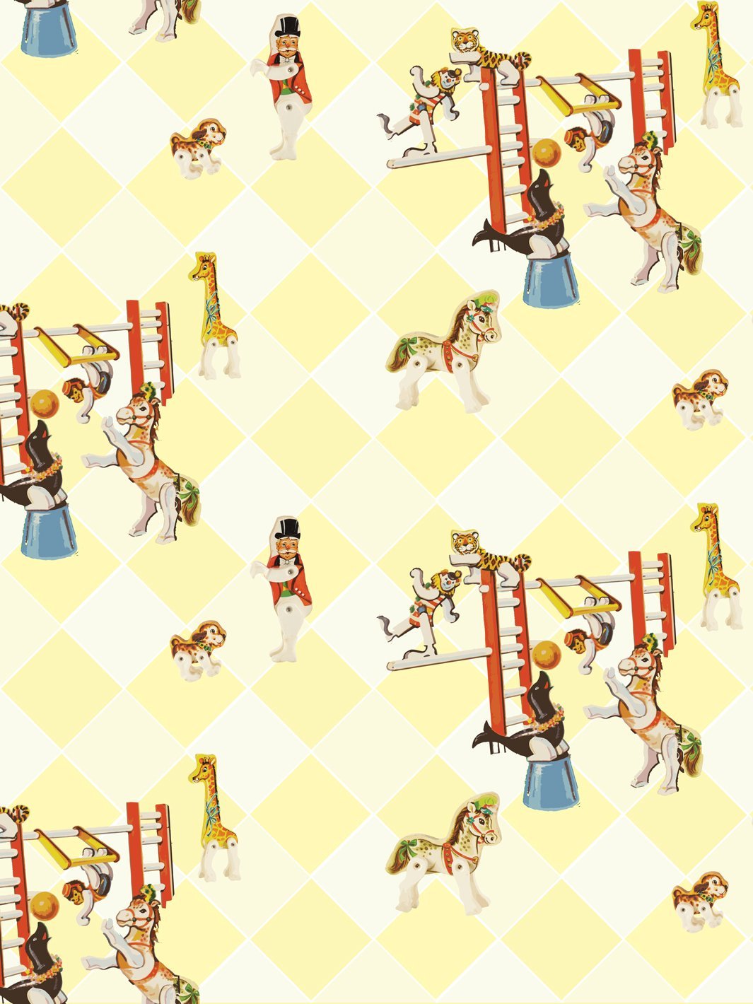 circus toile wallpaper by fisher price yellow
