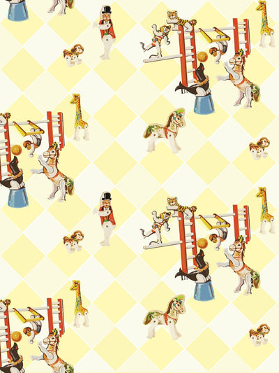 circus toile wallpaper by fisher price yellow
