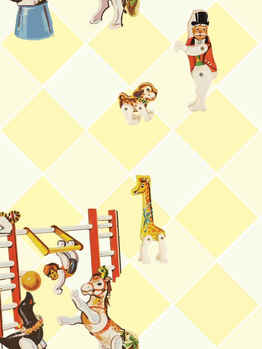 circus toile wallpaper by fisher price yellow