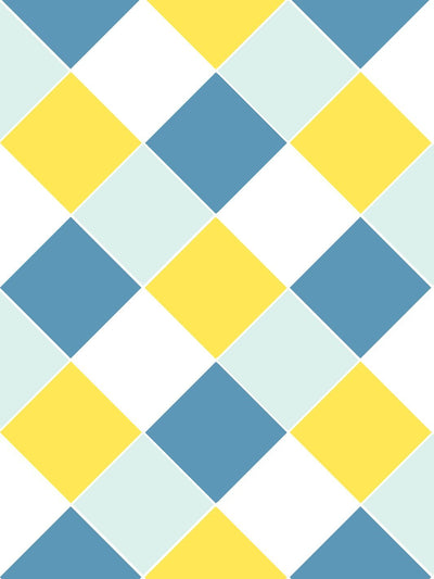 'Diamonds Large' Wallpaper by Fisher-Price™ - Blue Yellow