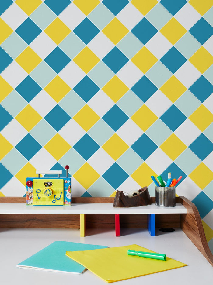 'Diamonds' Wallpaper by Fisher-Price™ - Blue Yellow