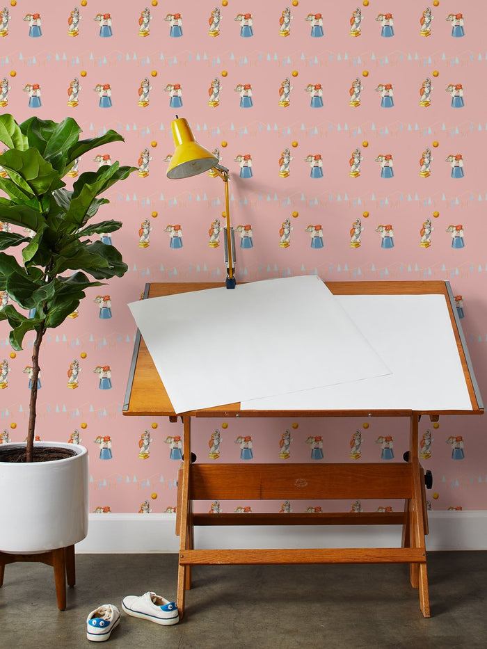 'Elephant Circus' Wallpaper by Fisher-Price™ - Grapefruit