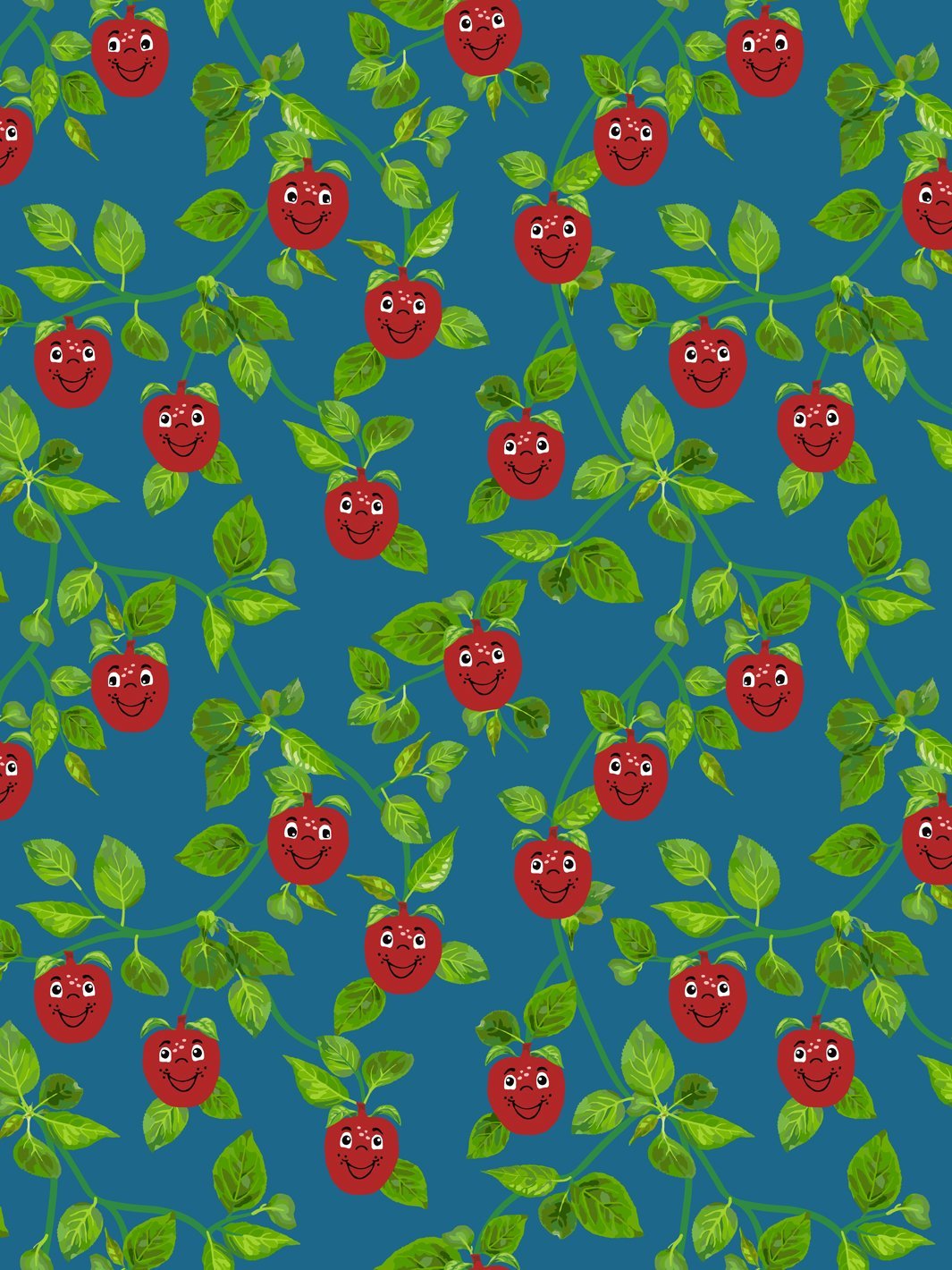 'Happy Apple™ Branches' Wallpaper by Fisher-Price™ - Cadet Blue
