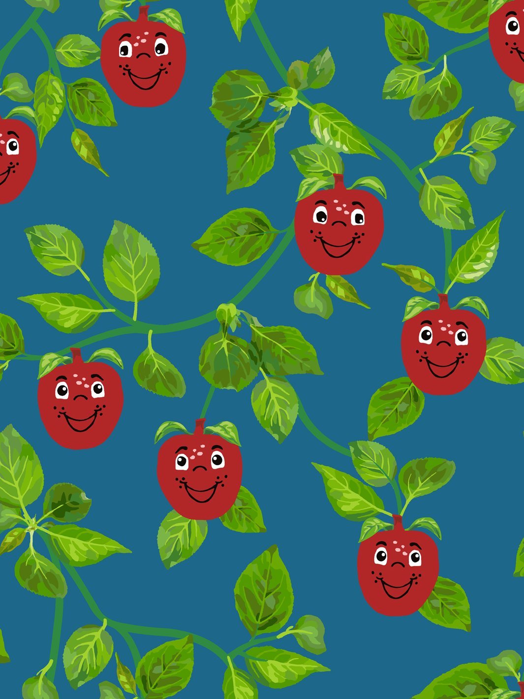 Happy Apple Branches Wallpaper by Fisher Price Cadet Blue