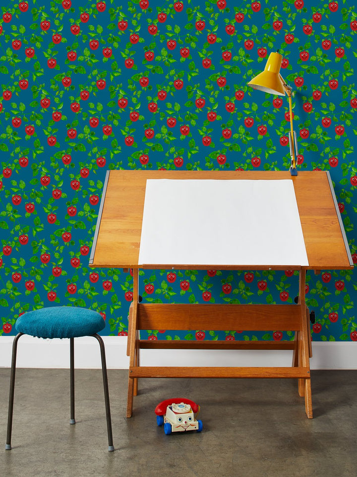 happy-apple-branches-wallpaper-by-fisher-price-cadet-blue