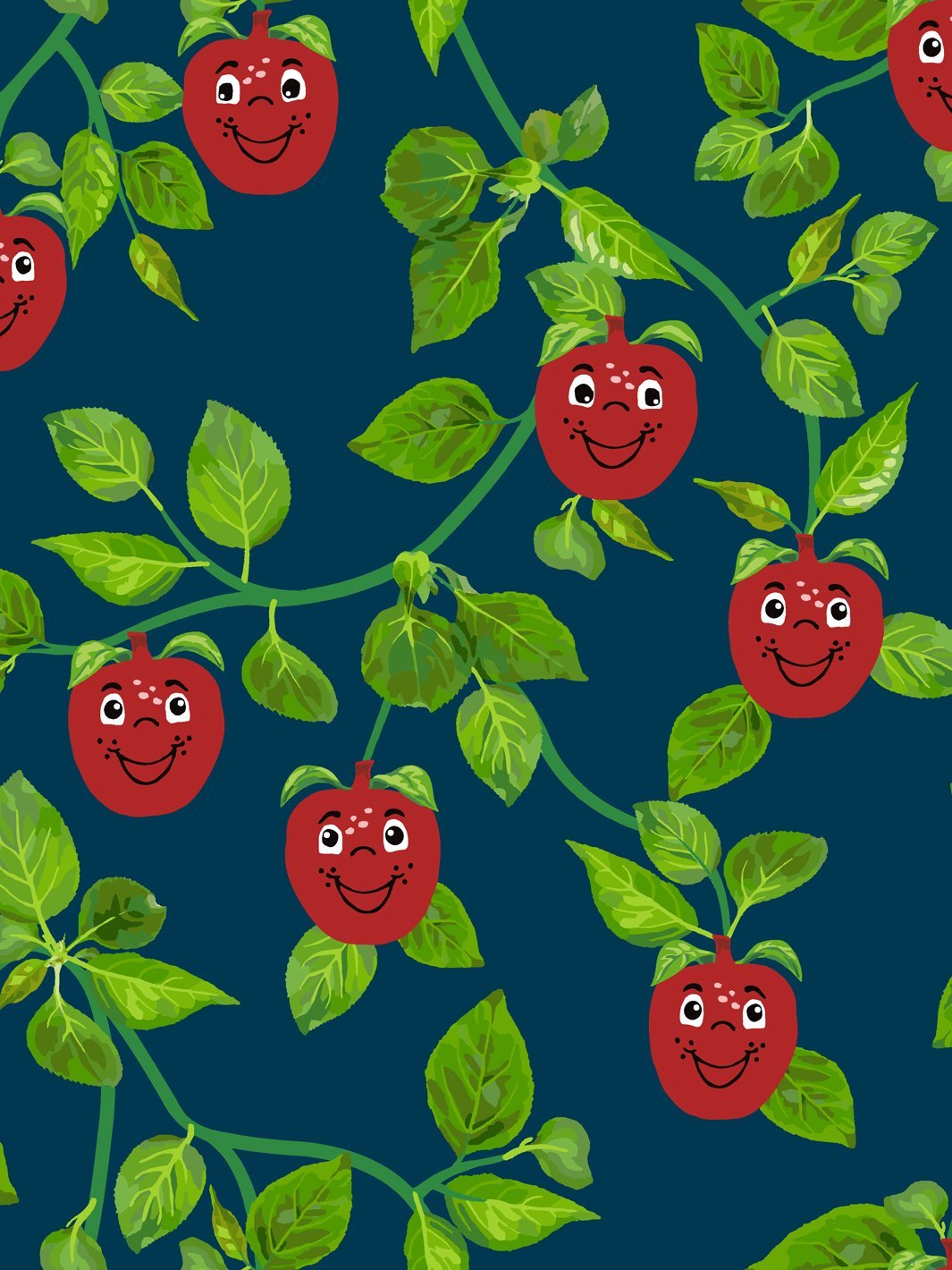 'Happy Apple™ Branches' Wallpaper by Fisher-Price™ - Navy