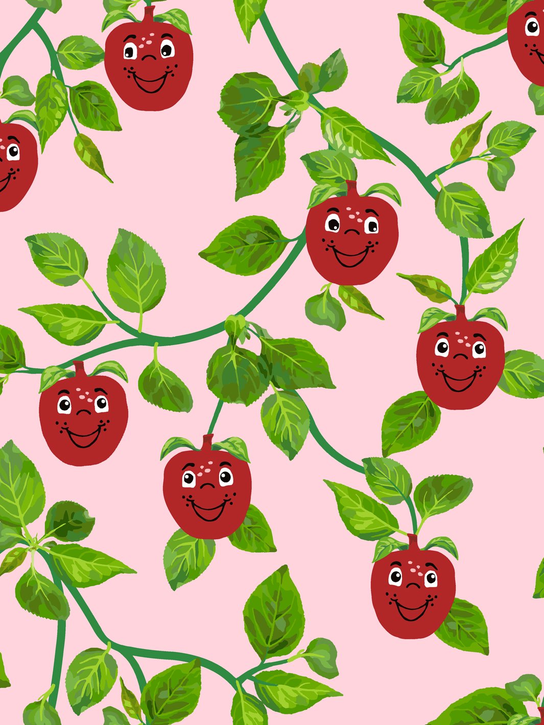 Happy Apple Branches Wallpaper by Fisher Price Pink
