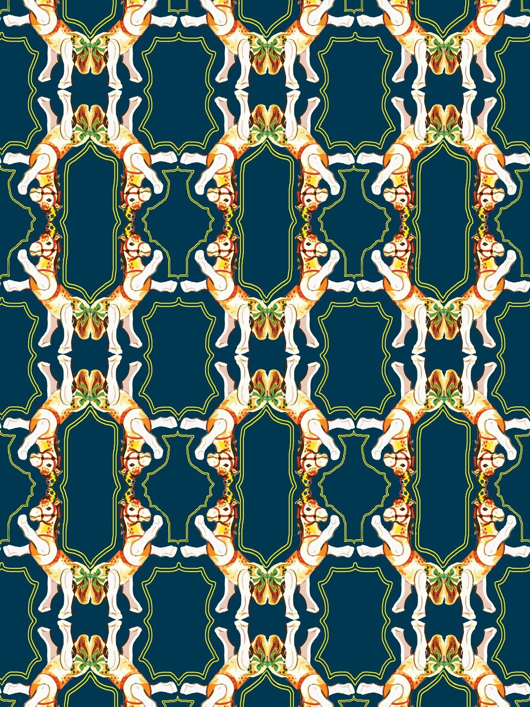 horse-arc-wallpaper-by-fisher-price-navy