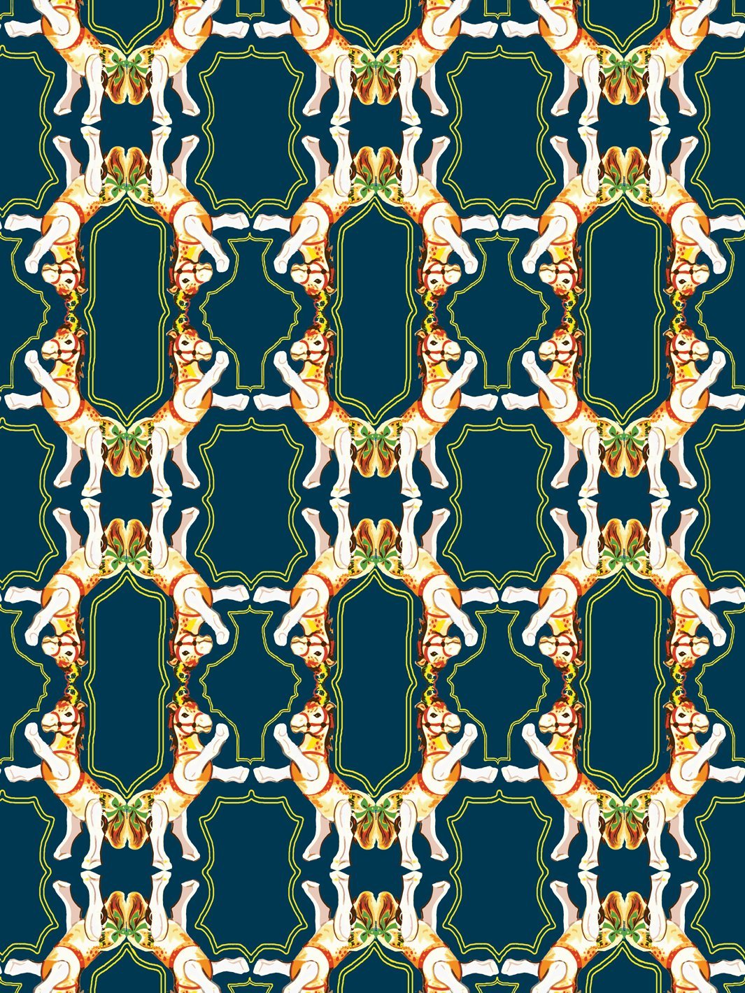 'Horse Arc' Wallpaper by Fisher-Price™ - Navy