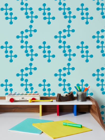 jacks large two color wallpaper by fisher price blue