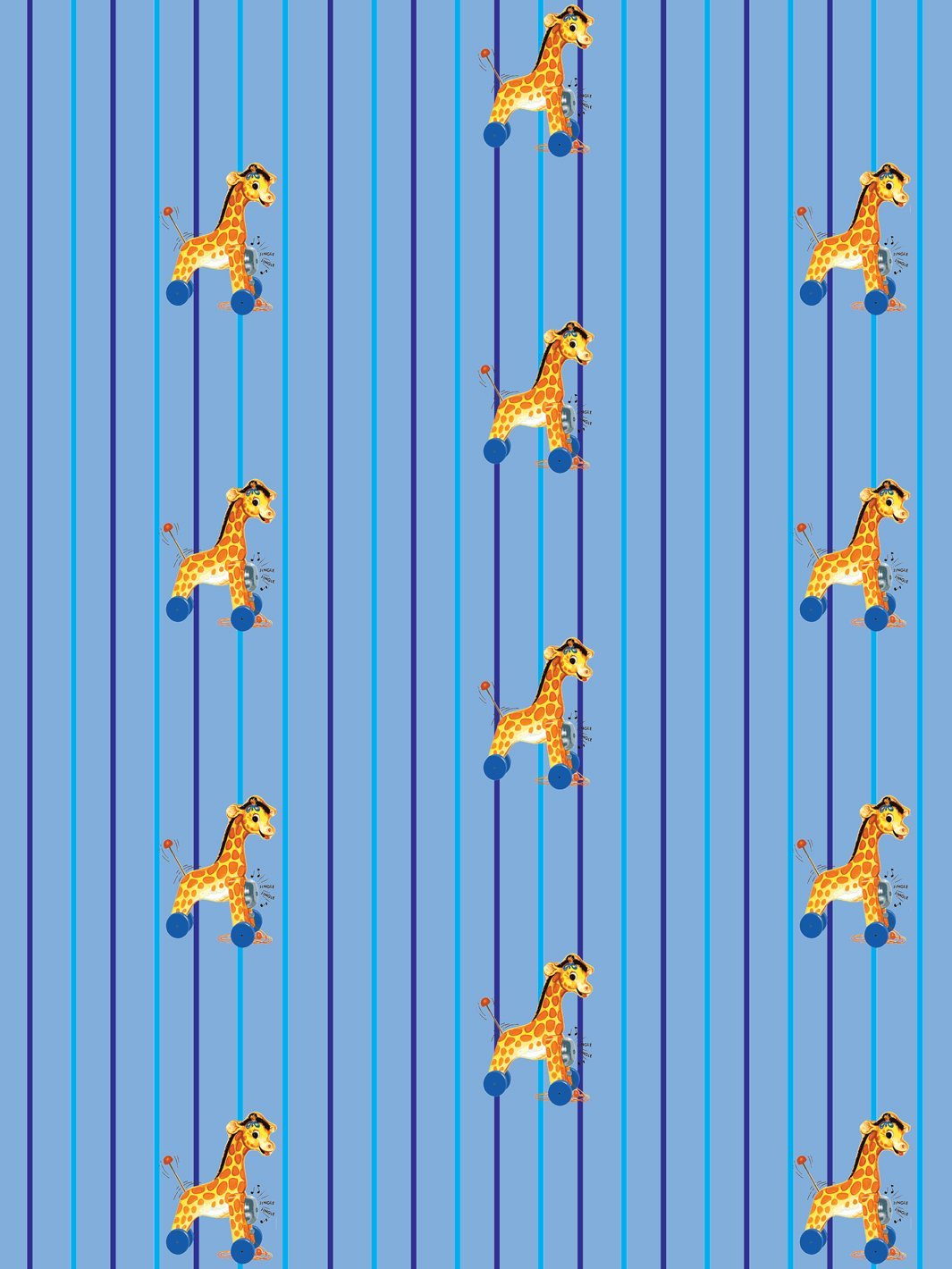 'Jingle Giraffe Stripe' Wallpaper by Fisher-Price™ - Denim