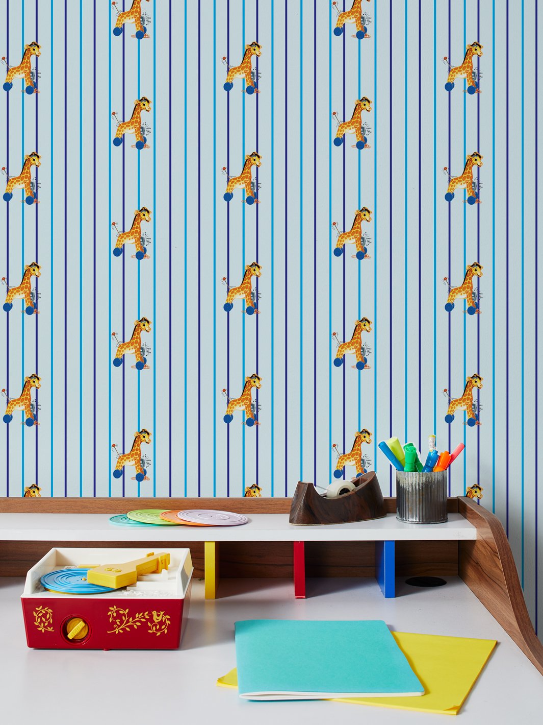 'Jingle Giraffe Stripe' Wallpaper by Fisher-Price™ - Sky