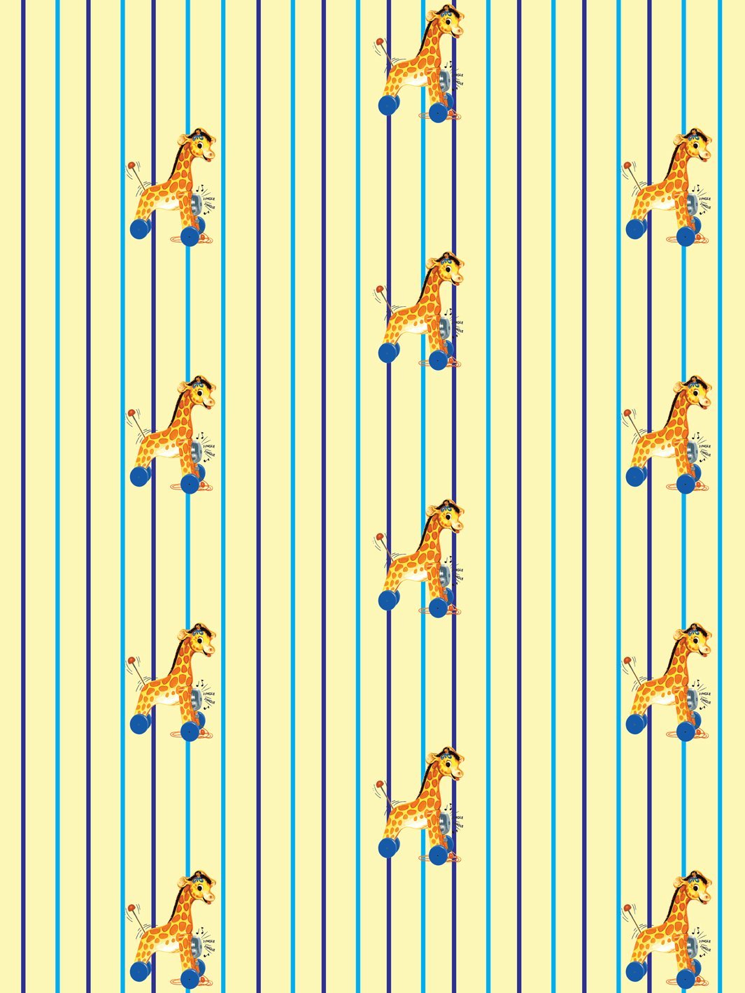 jingle giraffe stripe wallpaper by fisher price yellow