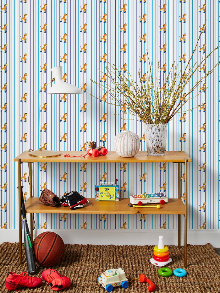 'Jingle Giraffe Stripe' Wallpaper by Fisher-Price™ - White