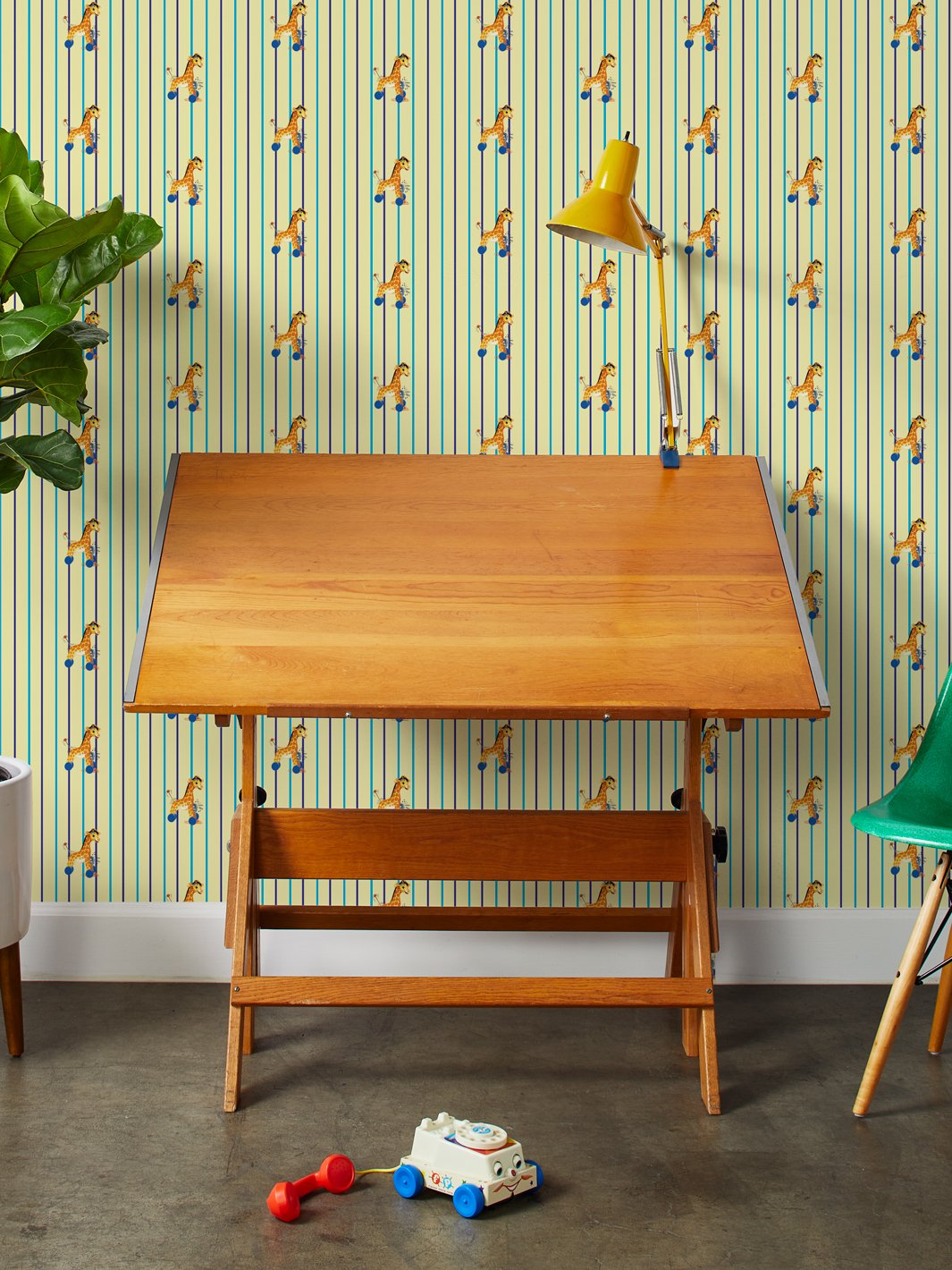 jingle giraffe stripe wallpaper by fisher price yellow