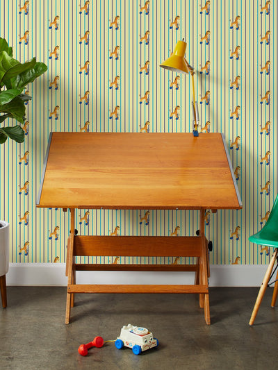 jingle giraffe stripe wallpaper by fisher price yellow