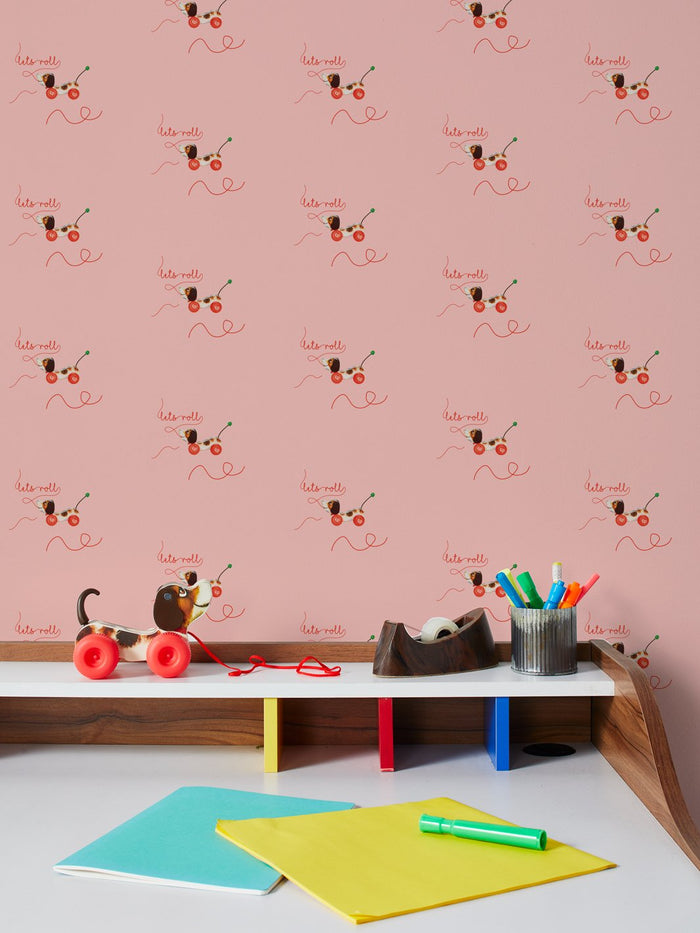 'Lets Roll' Wallpaper by Fisher-Price™ - Pink