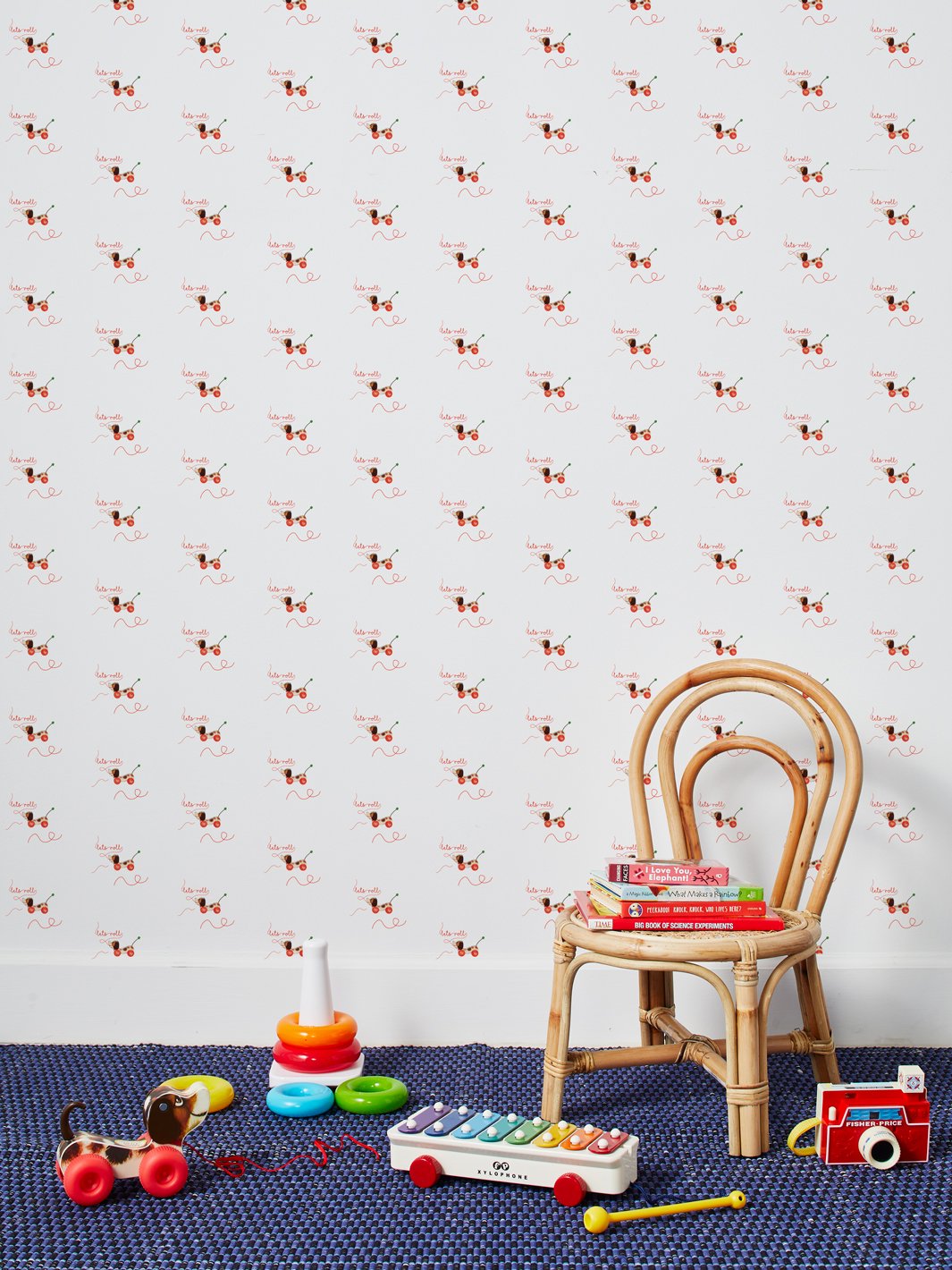 lets roll wallpaper by fisher price white
