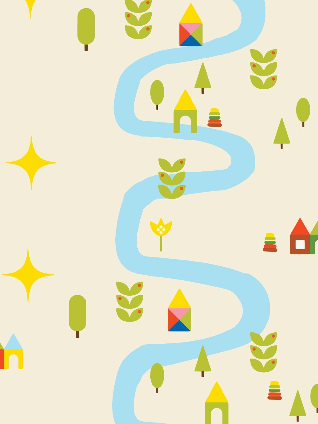 'Rivers & Roads' Wallpaper by Fisher-Price™ - Beige