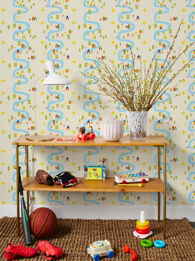 'Rivers & Roads' Wallpaper by Fisher-Price™ - Beige