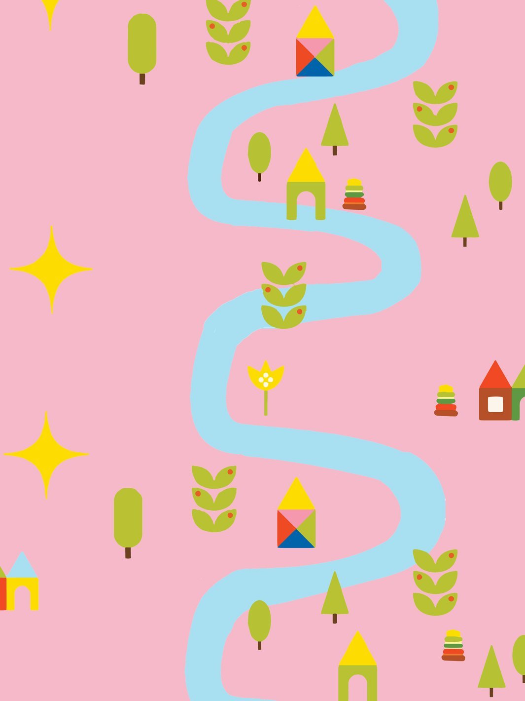 'Rivers & Roads' Wallpaper by Fisher-Price™ - Bubblegum