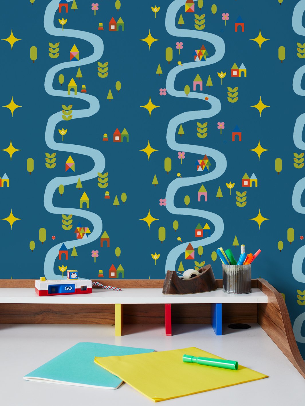 rivers-roads-wallpaper-by-fisher-price-cadet-blue