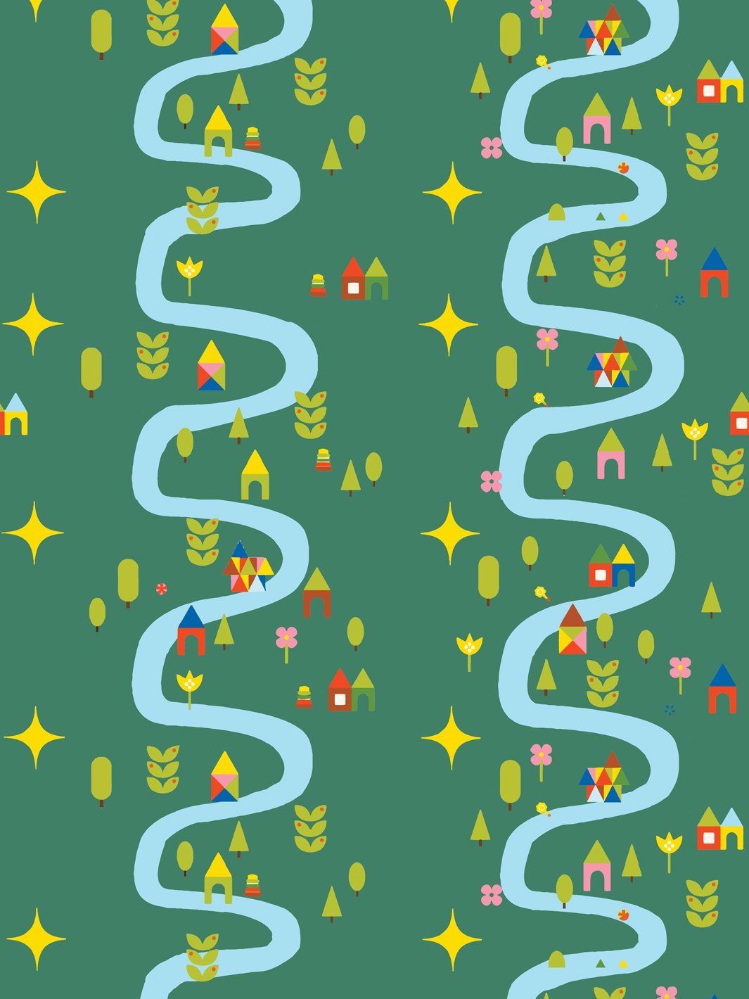 'Rivers & Roads' Wallpaper by Fisher-Price™ - Green