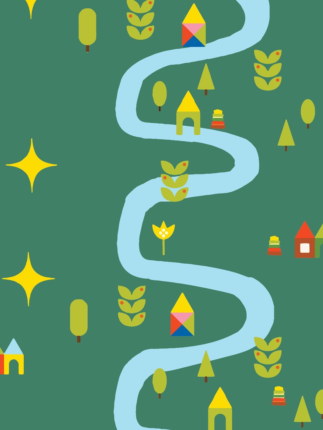 'Rivers & Roads' Wallpaper by Fisher-Price™ - Green