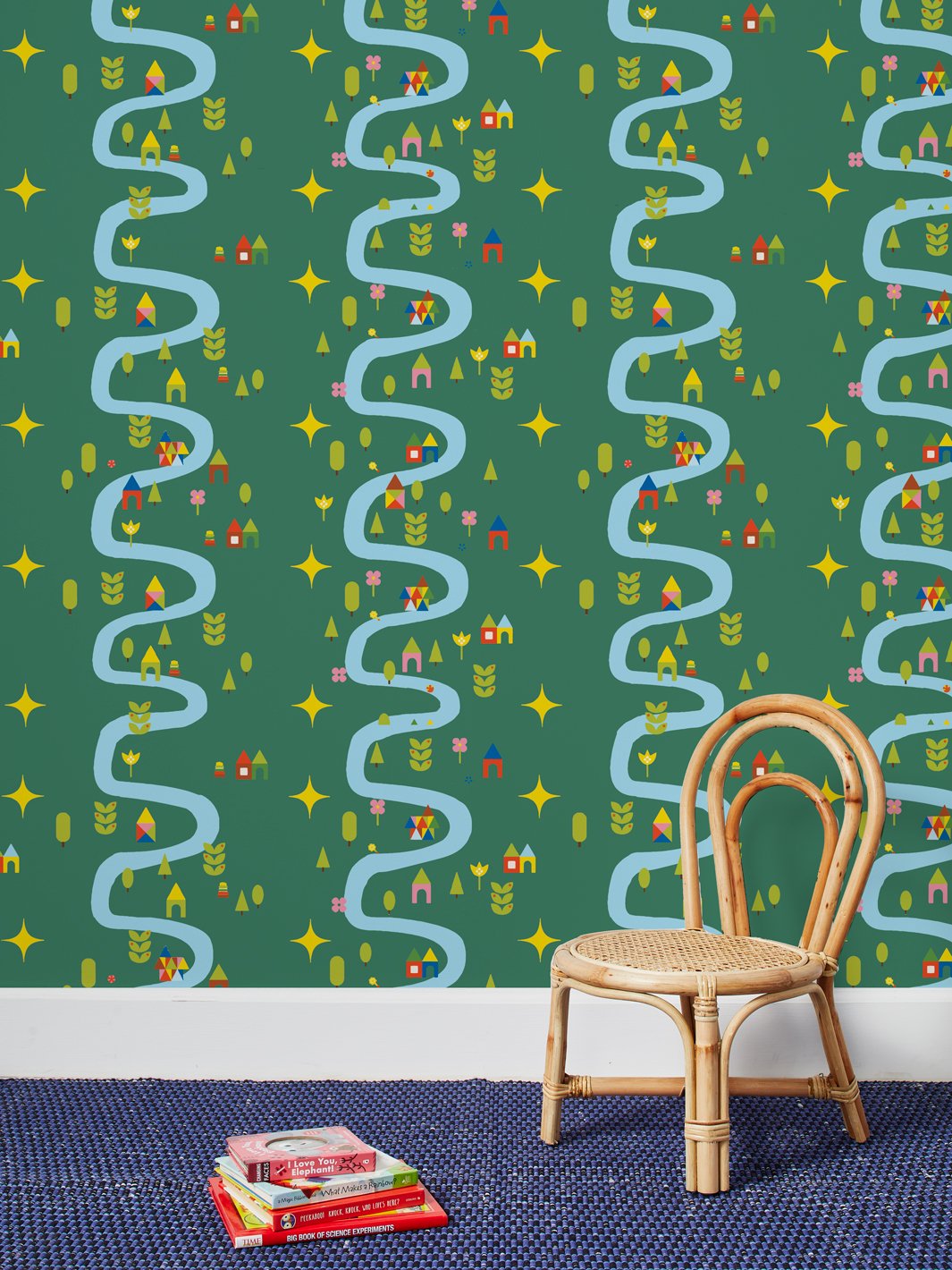 rivers roads wallpaper by fisher price green