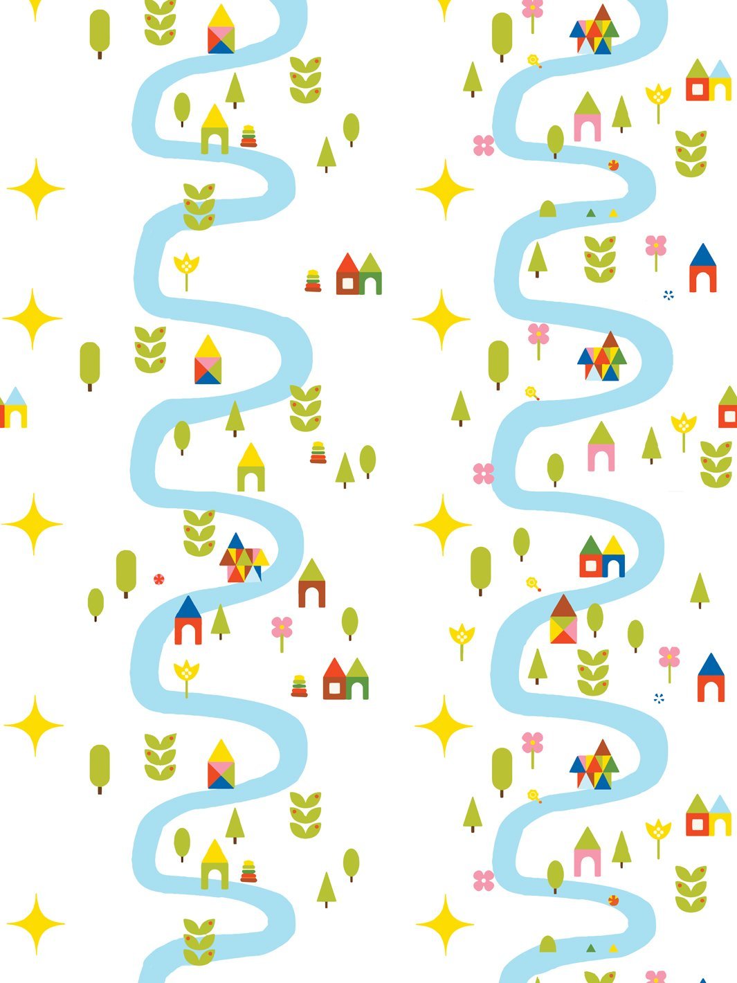 'Rivers & Roads' Wallpaper by Fisher-Price™ - White