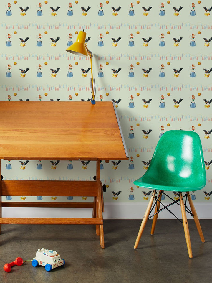 seal-monkey-circus-wallpaper-by-fisher-price-mint