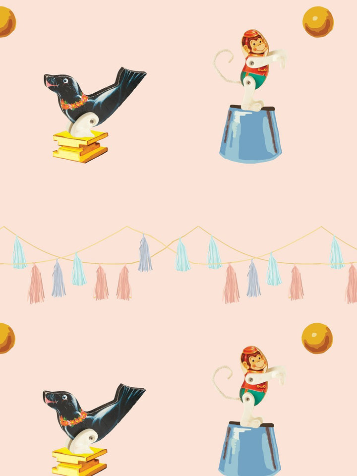 seal-monkey-circus-wallpaper-by-fisher-price-peach