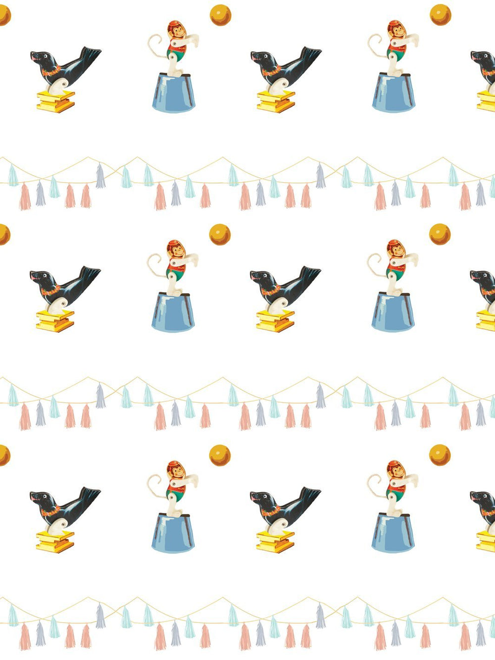seal-monkey-circus-wallpaper-by-fisher-price-white